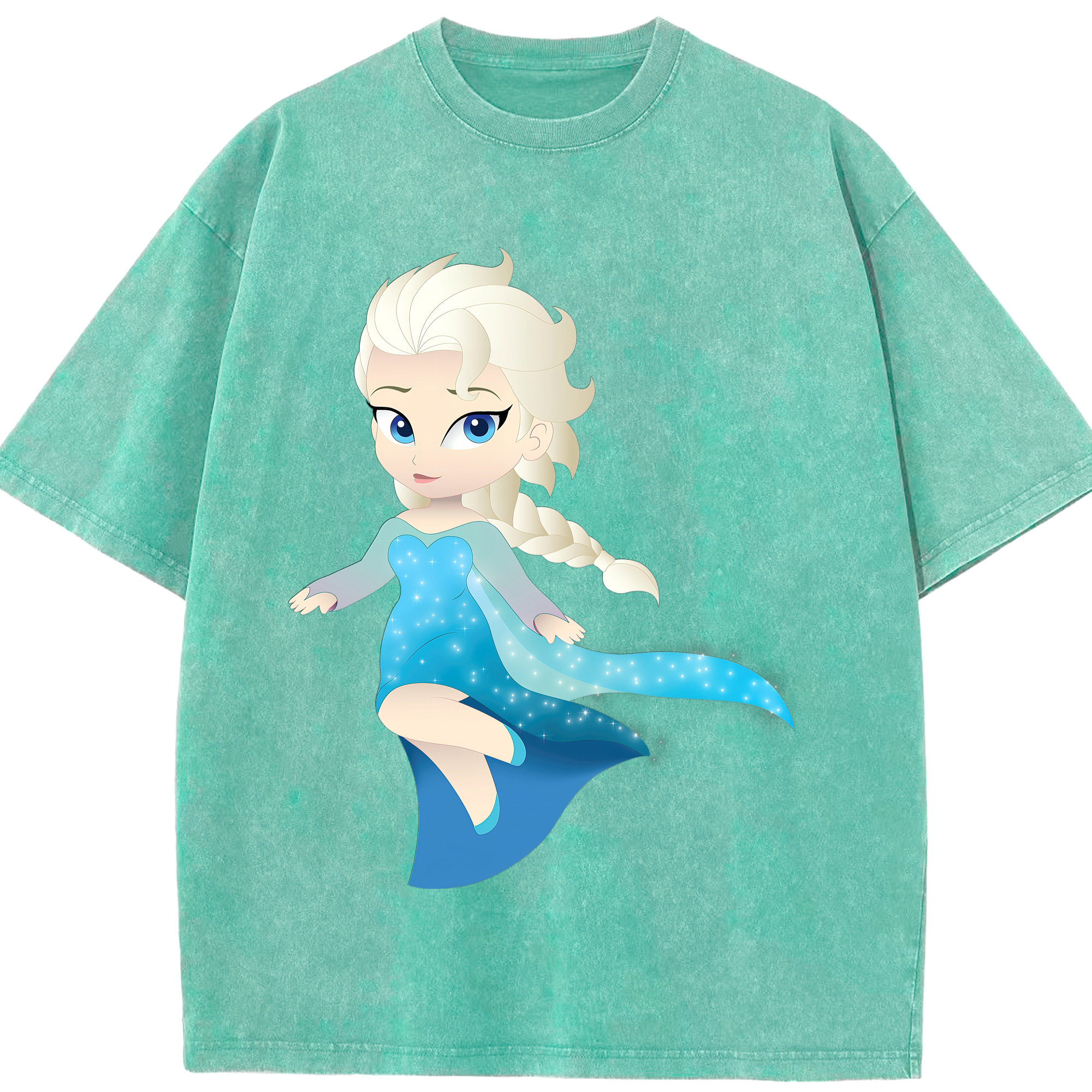 （画像用） アナと雪の女王 アンナ エルサ Frozen Anna Elsa 綿100% ヴィンテージ風 半袖Tシャツ（フロントプリント）